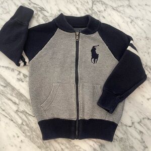 Polo Ralph Lauren Zip Up Sweater - Navy & Gray